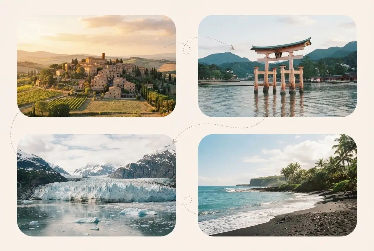 Travel destinations collage